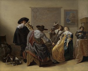 Merry Company Smoking, Drinking And Playing Music In An Interior — Palamedesz Anthonie (stevaerts)