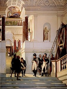 Napoleon Ier Visitant L'escalier Du Musee Du Louvre Sous La Conduite Des Architectes Percier Et Fontaine — Couder Auguste, Romantic Historical Painting