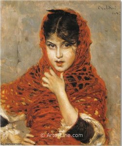 Fanciulla Con Scialle Rosso — Giovanni Boldini