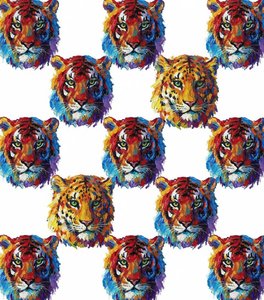 Fragmentierte Ur-Rhythmen: Ein lebendiges Mosaik aus felinesem Geist und Impasto-Bewegung