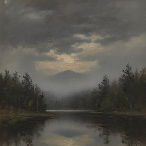 Ethereal Stillness: A Tonalist Study in Twilight Mist