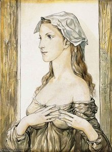 Woman In Profile, Hands Folded Over Breast — Léonard Tsuguharu Foujita