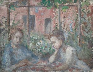 A Girl And A Boy At A Table Under A Pergola — Alan Francis Clutton Brock