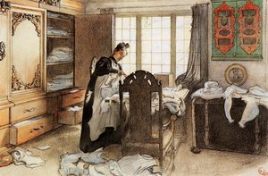 Karin At The Linen Cupboard — Carl Larsson