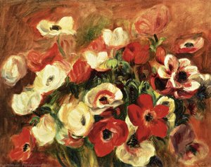 Spray Of Anemones — Pierre-auguste Renoir, Impressionism