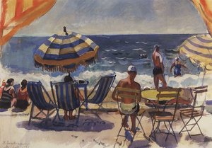 Menton. Beach With Umbrellas — Zinaida Serebriakova