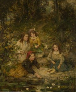 Four Children By A Lily Pond — William Stewart Macgeorge
