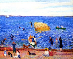 Rock In The Bay, Wickford — William James Glackens, Impressionism