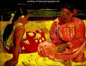 Tahitian Women (on The Beach) — Eugène Henri Paul Gauguin, Post-impressionist Synthetism