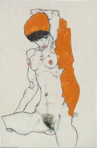 Standing Nude With Orange Drapery — Egon Schiele
