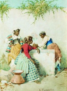 Conversation Near The Spring — Konstantin Yegorovich Makovsky