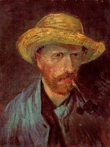 Self-portrait With Straw Hat And Pipe — Vincent Willem Van Gogh, Post-impressionism