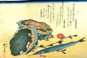 Abalone, Halfbeak And Peach Blossom — Ando Hiroshige