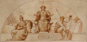 Cartoon For Mural Of Minnesota State Capital, Institute Of Justice — Kenyon Cox