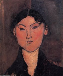 Woman's Head (rosalia) — Amedeo Clemente Modigliani, Expressionist Portraiture