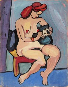 Seated Female Nude With Auburn Hair — William H. Johnson