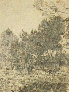 Pinos Cerca Del Muro Del Manicomio — Vincent Willem Van Gogh, Postimpresionismo