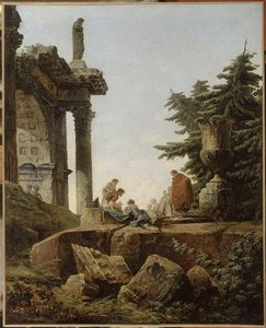 Arc De Triomphe En Ruines.les Joueurs De Cartes — Hubert Robert, Rococo