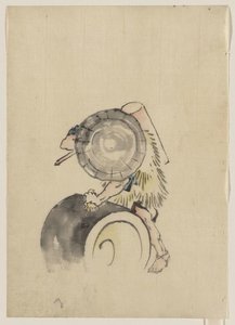 Un Hombre Llevando Un Sombrero Cónico Grande Y Adornado Con Paja — Katsushika Hokusai