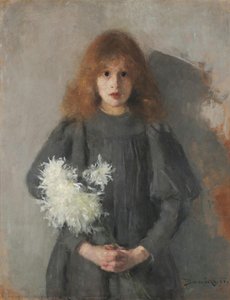 Girl with Chrysanthemums