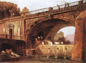 Washerwomen Below A Bridge — Hubert Robert, Neoclassicism