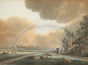 Landscape With A Rainbow Over A Farmhouse And Distant Village