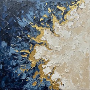 Fractured Midnight: A Monumental Study Of Gilded Chaos And Ethereal Light — David Moreau, Contemporary Abstract