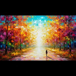 Ethereal Radiance: A Singular Journey Through the Luminous Autumnal Path
