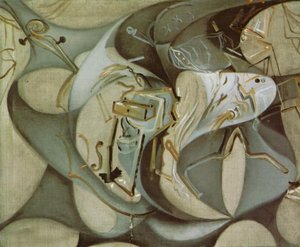 Bed And Two Bedside Tables Ferociously Attacking A Cello, 1983 — Salvador Dalí, Surrealism