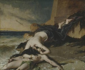 Hero, Having Thrown Herself From The Tower At The Sight Of Leander Drowned, Dies On His Body — William Etty