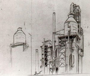 Study For Catalytic Crackers — Thomas Hart Benton