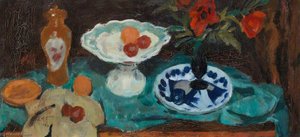 Still Life With Blue And White Plate — Sir William George Gillies, Cubist Influence