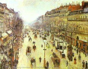 The Boulevard Montmartre On A Cloudy Morning — Camille Pissarro, Impressionist Landscape