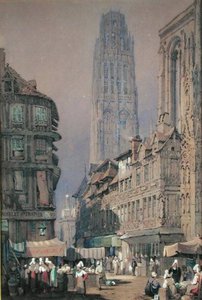 Market At The Foot Of The Tour De Beurre, Rouen On