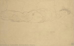Reclining Woman (study For — Gustav Klimt, Art Nouveau