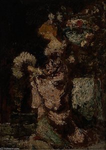 Young Woman Fan — Adolphe Joseph Thomas Monticelli