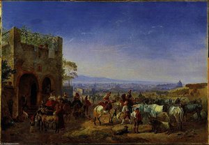 Ochsenhändler vor der Porta San Paolo bei Rom