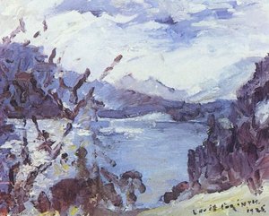 Walchensee Mit Bergkette Und Uferhang — Lovis Corinth