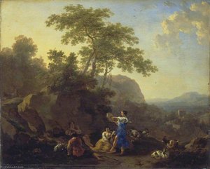 The Musical Shepherdess — Nicolaes Pietersz Berchem, Dutch Golden Age Pastoralism