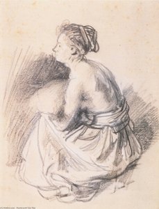 A Seated Woman, Naked To The Waste — Rembrandt Van Rijn, Dutch Golden Age