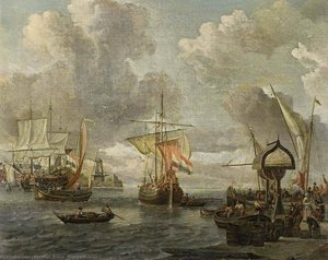 View Of A Harbour On The Zuiderzee — Abraham Storck (sturckenburch)