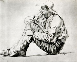 Study Of A Seated Man In A Broad-brimmed Hat — George Caleb Bingham