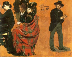 Man And Woman At The Table. The Man Pulls On The Glove — Ilya Yefimovich Repin