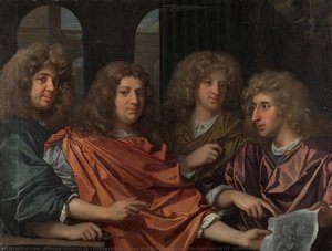 Groepsportret Van Vier Kunstenaars, Monogrammist Gf (schilder), C. 1680 — Monogrammist Jg