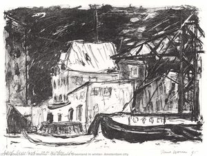 Old shipyard Groenland in winter, Amsterdam city