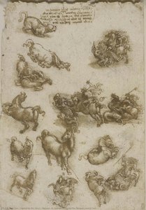 Caballos, San Jorge Luchando Contra El Dragón Y Un León — Leonardo Da Vinci