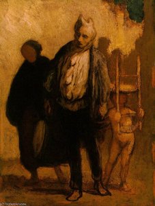 Wandering Saltimbanques, C. Oil On Wood, - (32) — Honoré Daumier