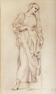 Study Of A Standing Female Figure Holding A Staff — Edward Coley Burne-jones