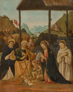 Adoration Of The Child With Young St. John And St. Dominic And Bernard Of Clairvaux — Джакпо Дель Селлайо