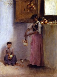 Stringing Onions (also Known As Italian Interior, Capri) — John Singer Sargent